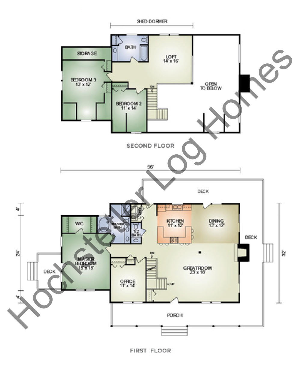 Hawthorne Log Home Floor Plans