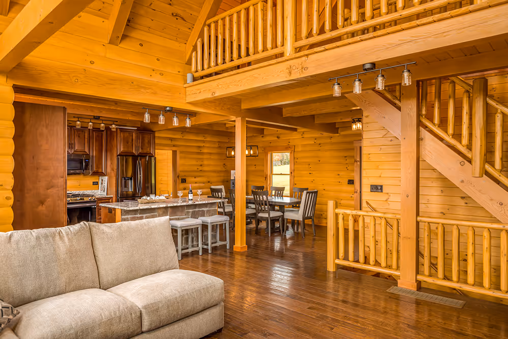 Patak Log Home - Living Room and Loft