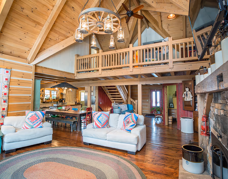 Conaway Log Home - Living Room and Loft 2
