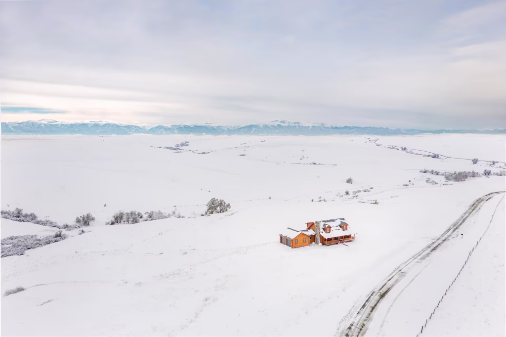 Crago Log Home - Exterior Aerial View 2