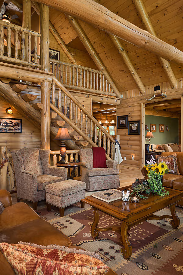 Livengood Log Home - Stairs and Loft