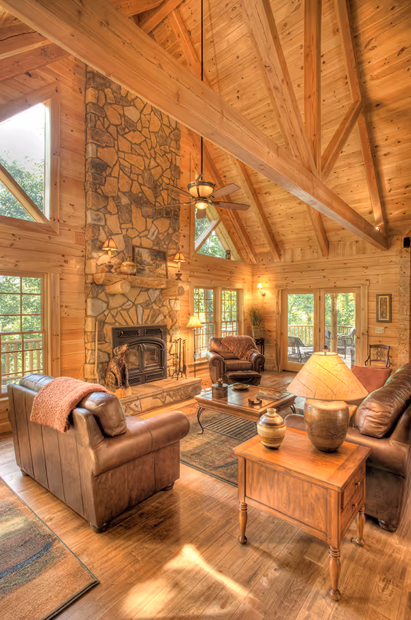 Custom Log Home - Living Room