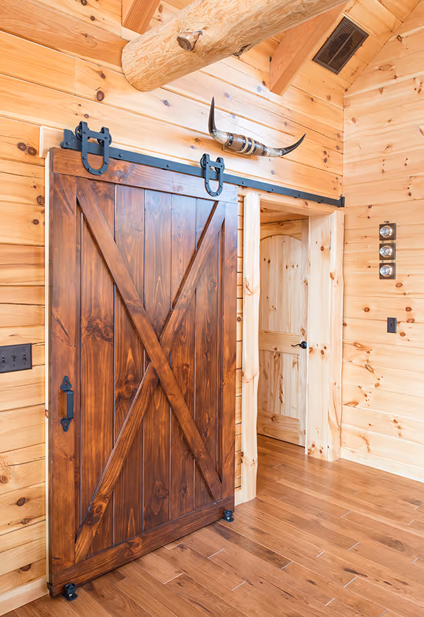 Custom Log Home - Barn Door
