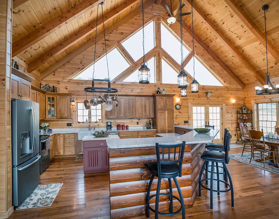 Custom Log Home - Kitchen