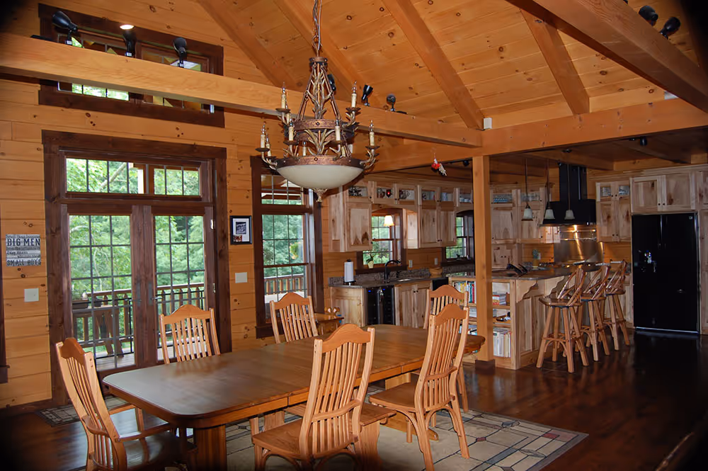 Caldwell Log Home - Dining Room and Kitchen