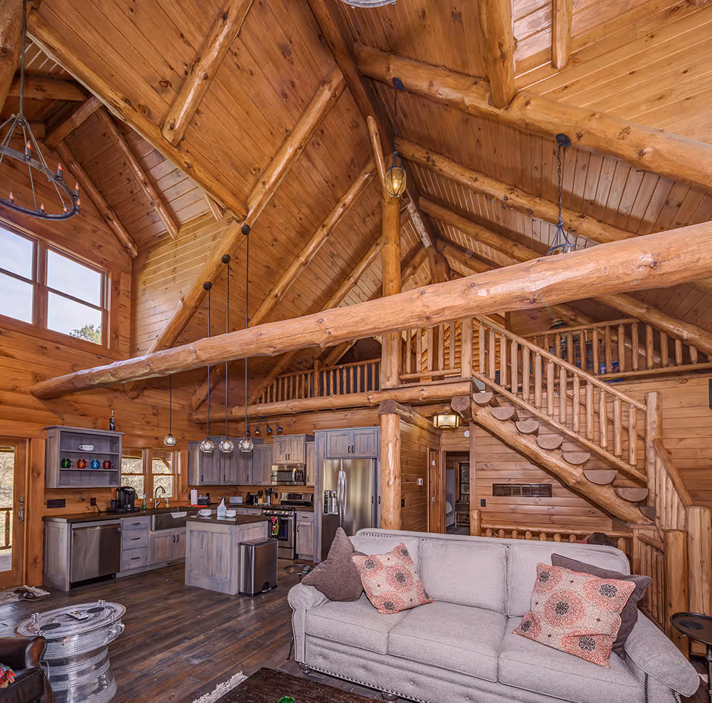 Nero Log Home - Living Room and Loft