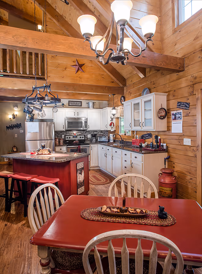 Thimmes Log Home - Dining Room and Kitchen