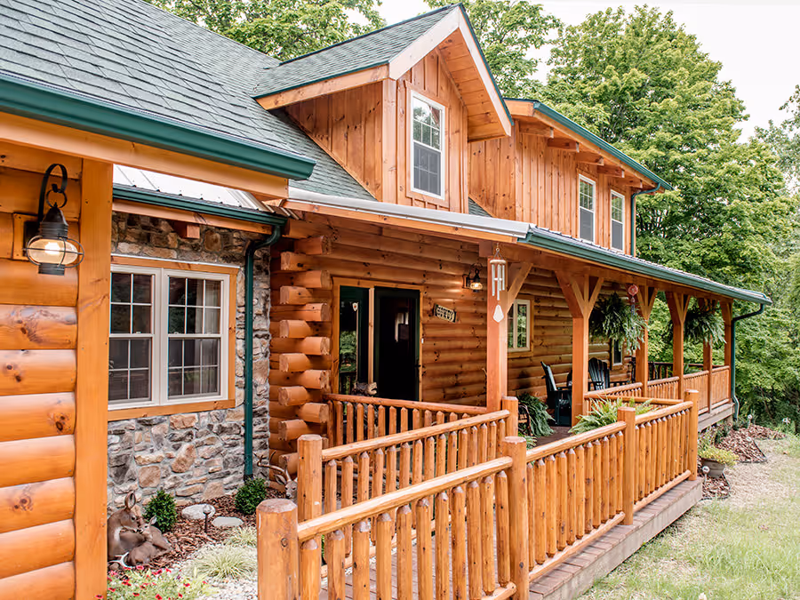 Thimmes Log Home - Exterior Front Porch