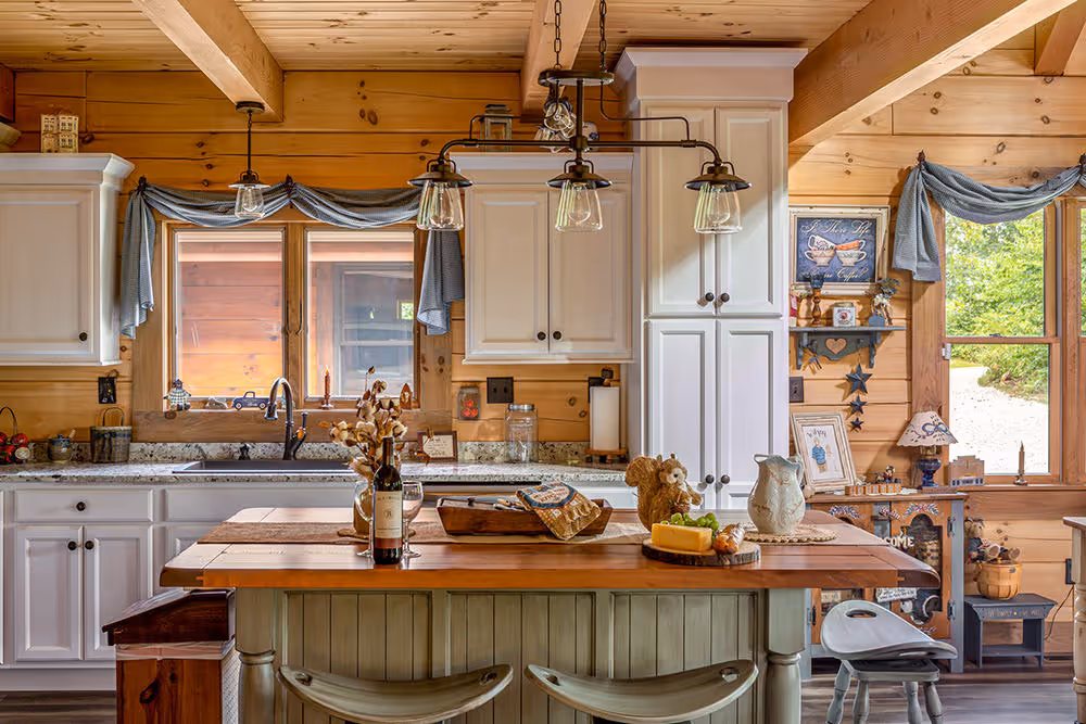Wilson Log Home - Kitchen and Bar