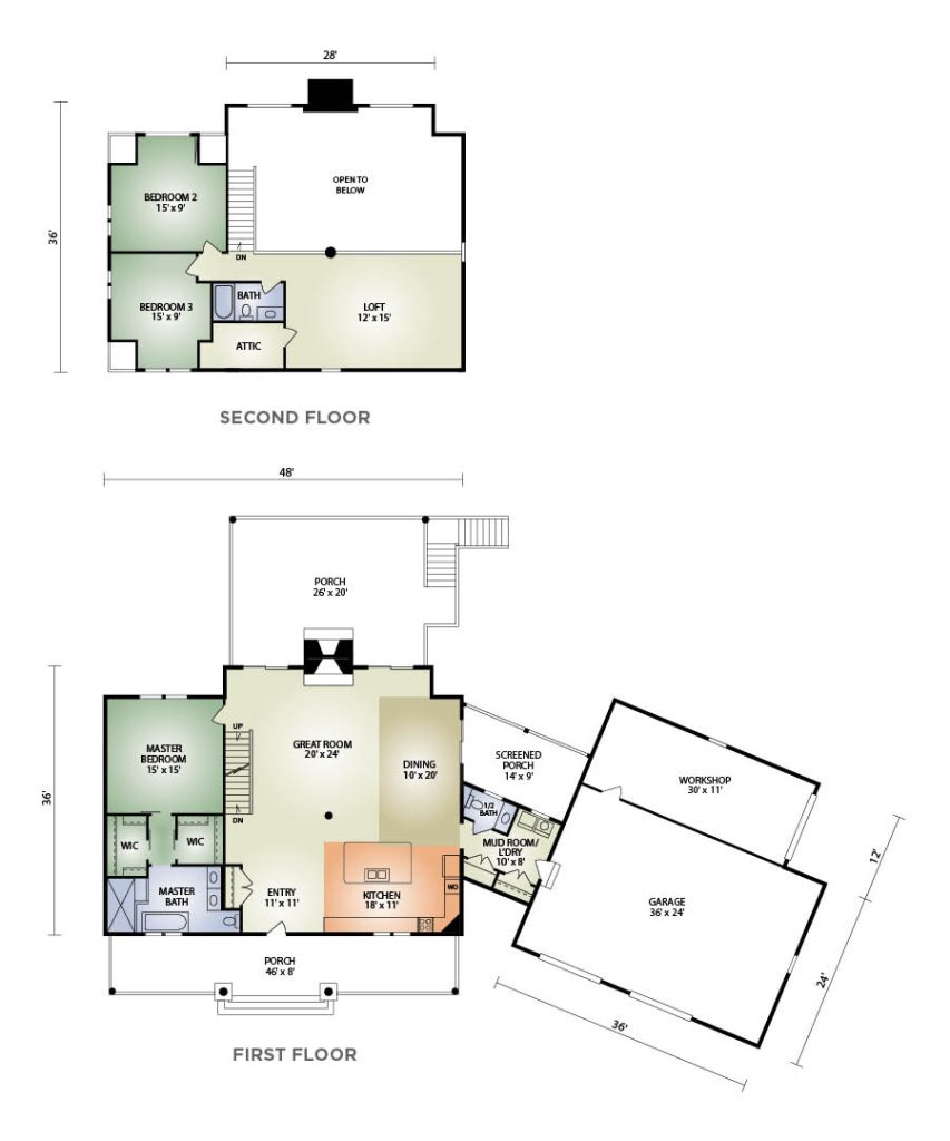 Allison log home by Hochstetler Log Homes and Timber floor plan and measurements